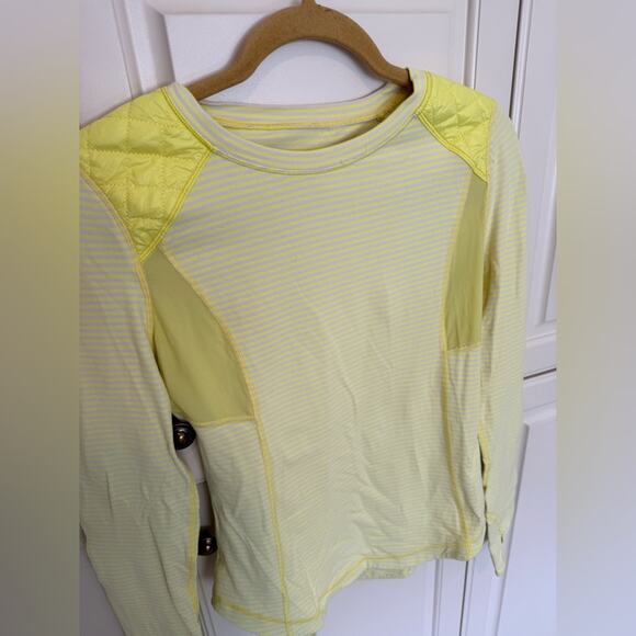 Lululemon Women's Ice Queen Long Sleeve Stripe Top Size 6 Yellow Athletic Comfy - Picture 3 of 8